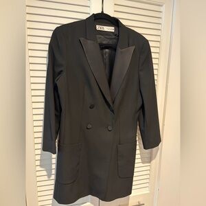 Zara Black Double-Breasted Blazer Dress